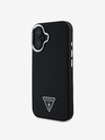Guess Guess PU Grained Triangle Logo Back Cover für iPhone 16 Schwarz
