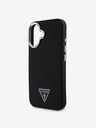 Guess Guess PU Grained Triangle Logo Back Cover für iPhone 16 Schwarz