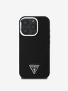 Guess Guess PU Grained Triangle Logo Back Cover für iPhone 16 Pro Schwarz