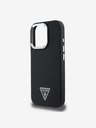 Guess Guess PU Grained Triangle Logo Back Cover für iPhone 16 Pro Schwarz