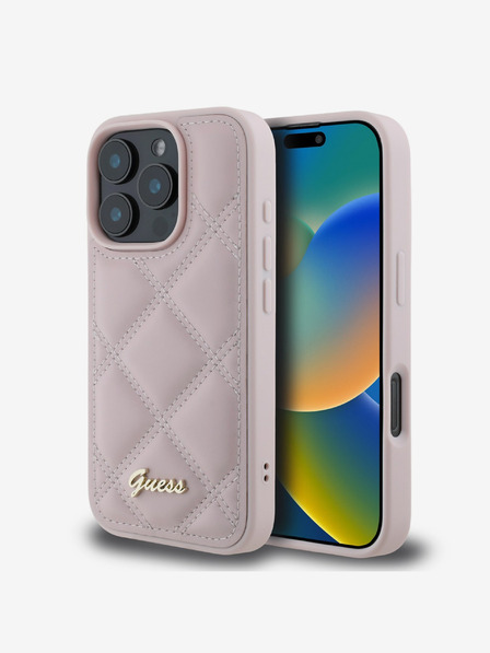 Guess Guess PU-Leder gesteppte Rückseite für iPhone 16 Pro Max Rosa