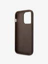 Guess PU 4G Metal Logo Rückseite Hülle für iPhone 15 Pro Max Braun Handyhülle