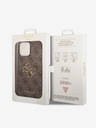 Guess PU 4G Metal Logo Rückseite Hülle für iPhone 15 Pro Max Braun Handyhülle