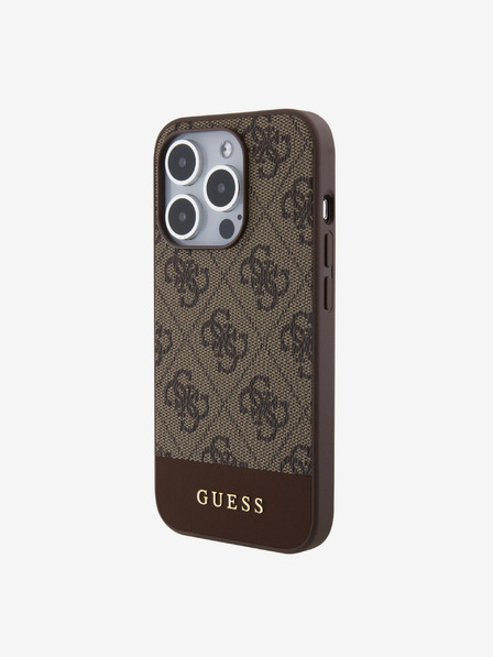 Guess Guess PU 4G Stripe MagSafe Schutzhülle für iPhone 15 Pro Braun