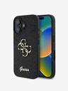 Guess Guess PU Fixed Glitter 4G Metall-Logo Back Cover für iPhone 16 Schwarz