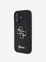 Guess Guess PU Fixed Glitter 4G Metall-Logo Back Cover für iPhone 16 Schwarz