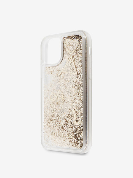 Guess Glitzer Herzen Rückseite Hülle für iPhone 11 Gold Handyhülle