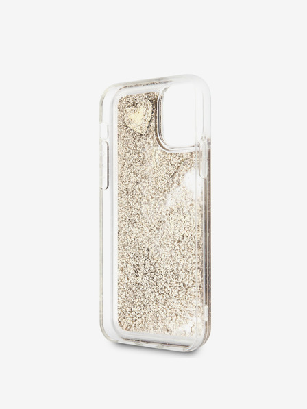 Guess Glitzer Herzen Rückseite Hülle für iPhone 11 Gold Handyhülle