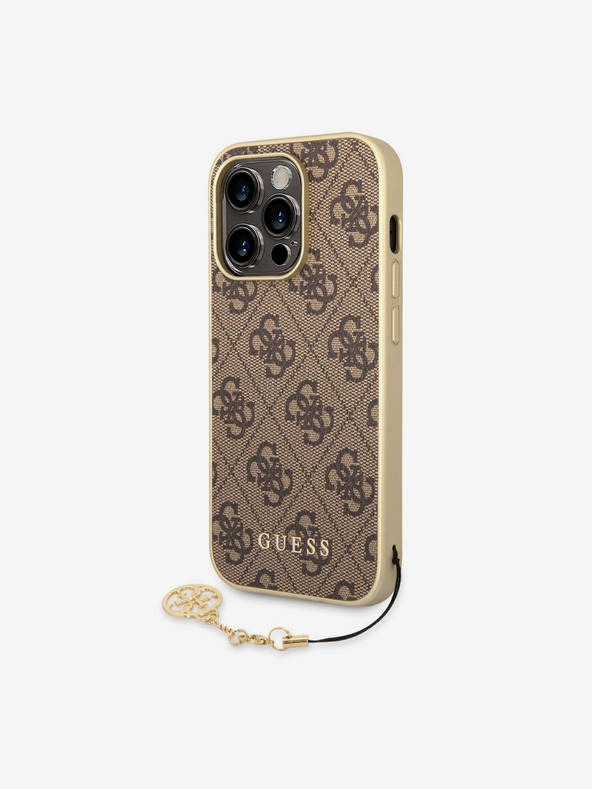 Guess Guess 4G Charm Rückendeckel für iPhone 14 Pro Braun
