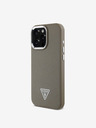 Guess Guess PU Grained Triangle Logo Back Cover für iPhone 16 Pro Braun