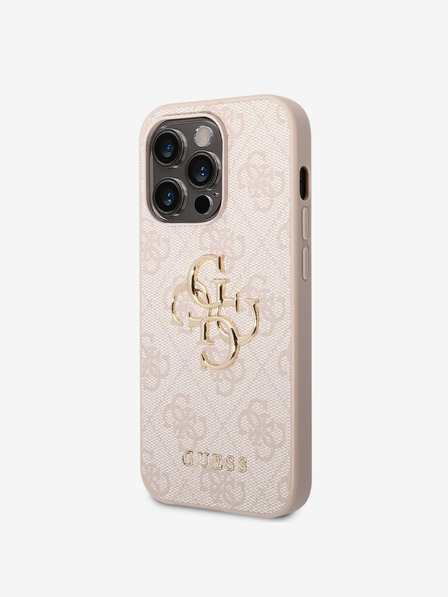 Guess Guess PU 4G Metall-Logo-Rückseite für iPhone 15 Pro Pink