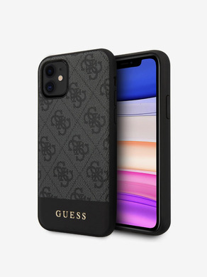 Guess PU 4G Stripe Zadní Kryt pro iPhone 11 Grey Handyhülle