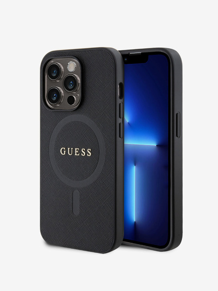 Guess PU Saffiano MagSafe Zadní Kryt pro iPhone 15 Pro Max Black Handyhülle