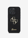 Guess Guess PU Fixed Glitter 4G Metall Logo Back Cover für iPhone 16 Pro Schwarz