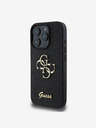 Guess Guess PU Fixed Glitter 4G Metall Logo Back Cover für iPhone 16 Pro Schwarz