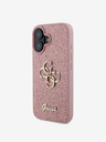 Guess PU Fixed Glitter 4G Metal Logo Zadní Kryt pro iPhone 16 Pink Handyhülle