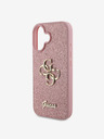 Guess PU Fixed Glitter 4G Metal Logo Zadní Kryt pro iPhone 16 Pink Handyhülle