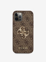 Guess PU 4G Metal Logo Zadní Kryt pro iPhone 12/12 Pro Brown Handyhülle