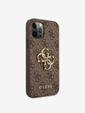 Guess PU 4G Metal Logo Zadní Kryt pro iPhone 12/12 Pro Brown Handyhülle