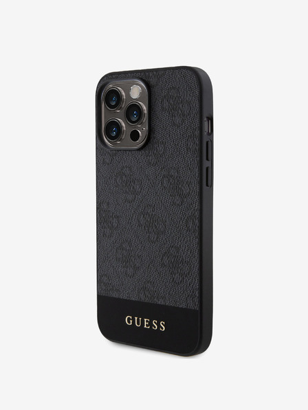 Guess Guess PU 4G Stripe MagSafe Back Cover für iPhone 15 Pro Max Schwarz