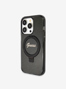 Guess IML Ringhalter Glitzer MagSafe Rückseite für iPhone 15 Pro Max Black Handyhülle