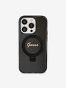 Guess IML Ringhalter Glitzer MagSafe Rückseite für iPhone 15 Pro Max Black Handyhülle