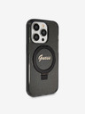 Guess IML Ringhalter Glitzer MagSafe Rückseite für iPhone 15 Pro Max Black Handyhülle