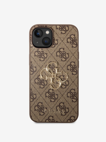 Guess Guess PU 4G Metall-Logo-Rückseite für iPhone 14 Braun
