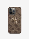 Guess PU 4G Metal Logo Zadní Kryt pro iPhone 13 Pro Brown Handyhülle