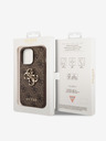 Guess PU 4G Metal Logo Zadní Kryt pro iPhone 14 Pro Brown Handyhülle