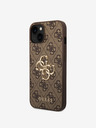 Guess PU 4G Metal Logo Zadní Kryt pro iPhone 15 Brown Handyhülle