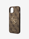 Guess PU 4G Metal Logo Zadní Kryt pro iPhone 15 Brown Handyhülle