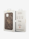 Guess PU 4G Metal Logo Zadní Kryt pro iPhone 15 Brown Handyhülle