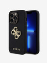 Guess PU Perforated 4G Glitter Metal Logo Zadní Kryt pro iPhone 15 Pro Max Black Handyhülle