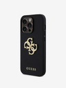 Guess PU Perforated 4G Glitter Metal Logo Zadní Kryt pro iPhone 15 Pro Max Black Handyhülle