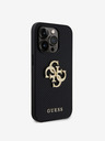 Guess PU Perforated 4G Glitter Metal Logo Zadní Kryt pro iPhone 15 Pro Max Black Handyhülle