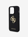 Guess PU Perforated 4G Glitter Metal Logo Zadní Kryt pro iPhone 15 Pro Max Black Handyhülle