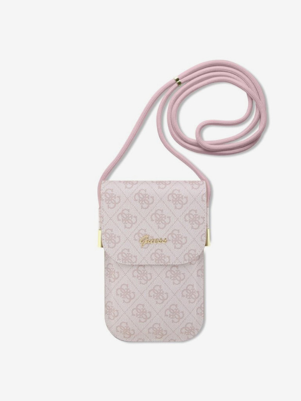 Guess Guess PU 4G Metall-Logo Skript Handytasche Pink
