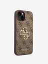 Guess PU 4G Metal Logo iPhone 14 Plus Brown Handyhülle