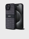 DKNY Schwarzes PU-Leder mit tonalem Streifenmuster für iPhone 15 Schwarz DKNY