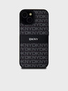 DKNY Schwarzes PU-Leder mit tonalem Streifenmuster für iPhone 15 Schwarz DKNY