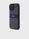 DKNY Schwarzes PU-Leder mit tonalem Streifenmuster für iPhone 15 Schwarz DKNY