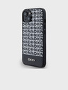 DKNY PU Leather Repeat Pattern Bottom Stripe MagSafe Back Cover for iPhone 13 Black DKNY