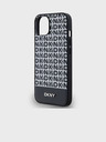 DKNY PU Leather Repeat Pattern Bottom Stripe MagSafe Back Cover for iPhone 13 Black DKNY