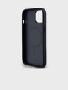 DKNY PU Leather Repeat Pattern Bottom Stripe MagSafe Back Cover for iPhone 13 Black DKNY