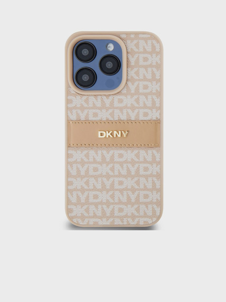 DKNY Rückseite für iPhone 14 Pro Pink DKNY PU-Leder mit tonalem Streifenmuster