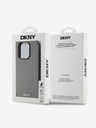 DKNY PU Leder Silber Metall Logo Magsafe Back Cover für iPhone 15 Pro Max Grau DKNY
