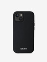 DKNY PU Leder Silber Metall Logo Magsafe Back Cover für iPhone 14 Schwarz DKNY