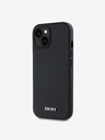 DKNY PU Leder Silber Metall Logo Magsafe Back Cover für iPhone 14 Schwarz DKNY