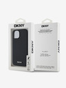 DKNY PU Leder Silber Metall Logo Magsafe Back Cover für iPhone 14 Schwarz DKNY